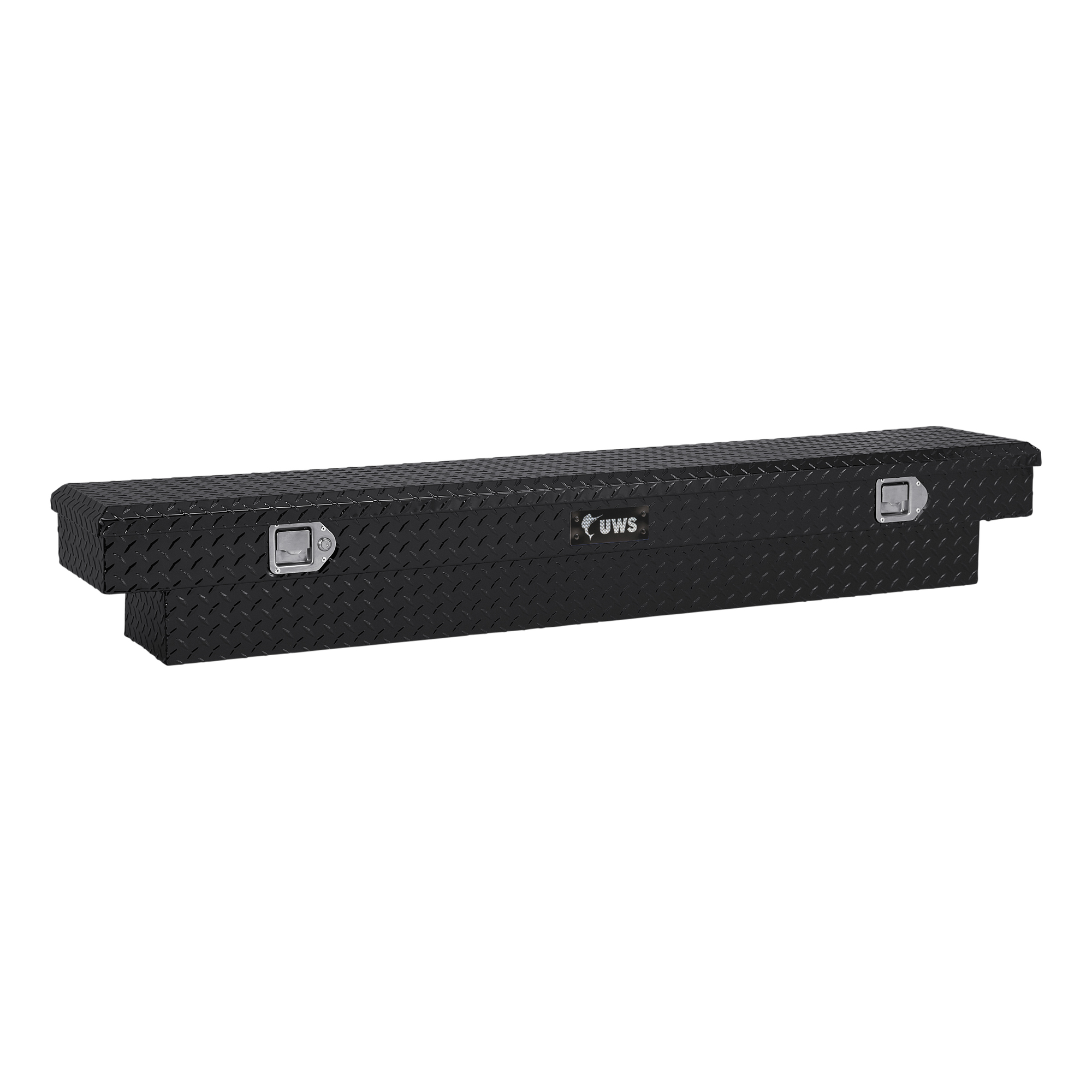 UWS, 63in. Slim-Line Crossover Truck Tool Box, Width 63.875 in, Material Aluminum, Color Finish Gloss Black, Model# EC10362